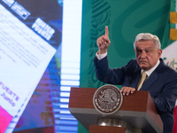 Mexico’s President Andres Manuel Lopez Obrador speaks during Daily briefing conference at National Palace on May 10, 2021 in Mexico City, Me...