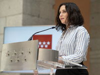 Isabel Diaz Ayuso during the press conference after the meeting of the Governing Council of the community of Madrid on May 12, 2021 in Madri...