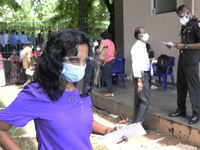 People waiting to get into the Chinese -Sinopharm  vaccine on  vaccination near Colombo, Sri Lanka May 12, 2021 (