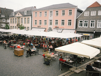 general view of outdoor cafe in Lippstadt, Germany on May 12, 2021 as Soest and Lippstadt are two the first model cities to be selected in N...
