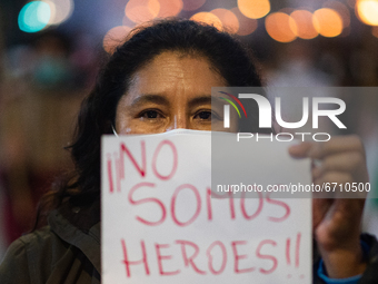 Protests on Nursing Day in Buenos Aires, Argentina, on May 13, 2021. Nurses demand for improvement in salaries, equipment and working condit...