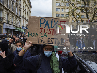 A prohibited pro palestinian protest turns into clash with the police in Paris on May 15, 2021. Police banned the demonstration planned in P...
