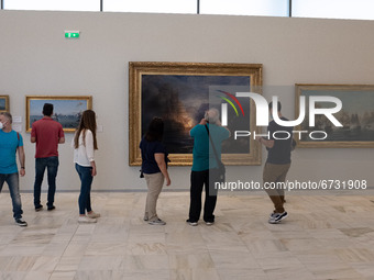 People went to visit the National Gallery because of free entry due to the International Day Of Museums in Athens, Greece on May 18, 2021. (