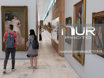 People went to visit the National Gallery because of free entry due to the International Day Of Museums in Athens, Greece on May 18, 2021. (