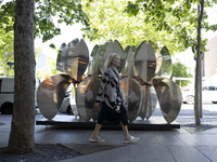 A sculpture by the artist Alejandro Vega Beuvrin is exhibited in the open air between Serran streets, within the temporary exhibition ‘Madri...