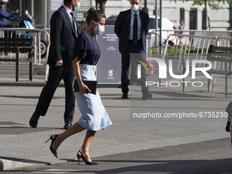Queen Letizia of Spain arrives at the Casa America for the 10th anniversary of the Convention of the Council of Europe on the Prevention and...