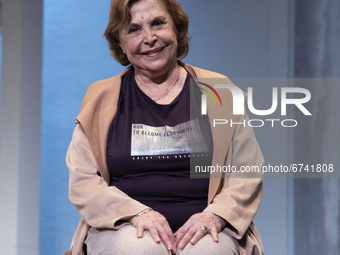 The actress Maria Luisa Merlo during the performance of the play ''Smart Lies'' in Madrid, Spain, on May 21, 2021. (