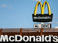 McDonald's logo is seen on the restaurant in Krakow, Poland on May 26, 2021. (