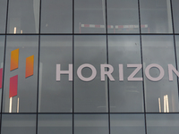 Horizon Therapeutics logo seen on the facade of Horizon Therapeutics global HQ in Dublin city center.
On Friday, 28 May 2021, in Dublin, Ire...