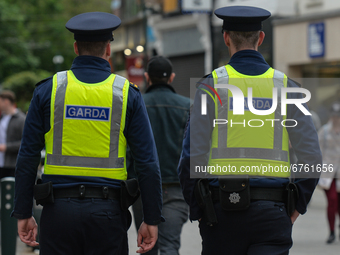 Two Garda officers seen in a busy Grafton Street in Dublin city center.
The next stage of defrosting the Irish economy and easing restrictio...