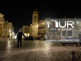 Police checks on the population on 23 March 2021 in Lanciano, Abruzzo, Italy. (