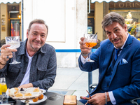 Kevin Spacey and actor Robert Davi toast during their afternoon meeting in Turin, Italy on June 1, 2021. 
The actor Kevin Spacey visits Tur...