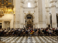 Many devotees during the traditional Mass of the Corpus Christi in the Cathedral on June 03, 2021 in Granada, Spain.
This year the Corpus Ch...