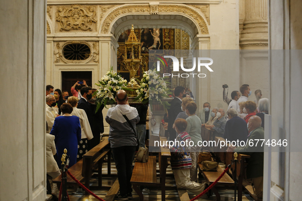 Procession during the traditional Mass of the Corpus Christi in the Cathedral on June 03, 2021 in Granada, Spain.
This year the Corpus Chris...