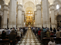 Many devotees during the traditional Mass of the Corpus Christi in the Cathedral on June 03, 2021 in Granada, Spain.
This year the Corpus Ch...