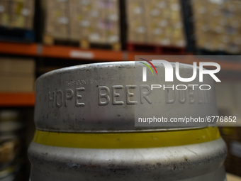 A keg of beer at the Hope Brewery in Dublin, ready to be shipped to customers before the reopening of pubs in Ireland.
On Thursday, 3 June 2...