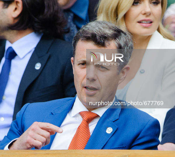 Tennis fan Crown Prince Fredereick of Denmark seen in the Royal box at Wimbledon