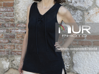 The actress Ana Torrent poses during the portrait session in Madrid, Spain on June 8, 2021. (