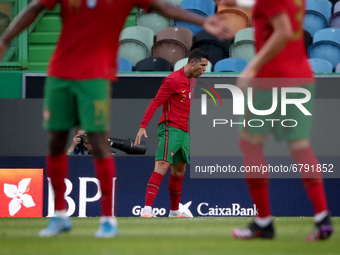 Cristiano Ronaldo of Portugal (C ) celebrates after scoring a goal during the international friendly football match between Portugal and Isr...