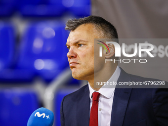 Coach of FC Barcelona Sarunas Jasikevicius during the Liga ACB playoff 3rd match of the semi final between FC Barcelona and Lenovo Tenerife...