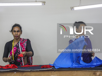 Third gender people work in a readymade garment factory named Uttoron Fashion And Shopno Tailors which is owned by Apon Akther, a third gend...