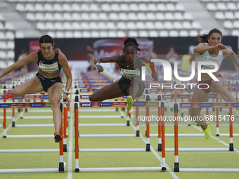 Samba  in action during  Women's 100 meter hurdle of the Madrid Athletics Meeting held at Vallehermoso stadium, in Madrid, on 19 june 2021....