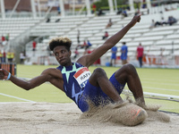 athlete in action during  men's triple jump of the Madrid Athletics Meeting held at Vallehermoso stadium, in Madrid, on 19 june 2021. (