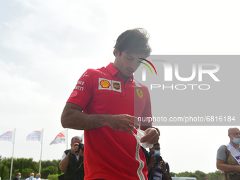 Carlos Sainz of Scuderia Mission Winnow Ferrari  arrive before race of French GP in Paul Ricard Circuit in Le Castelett, Provence-Alpes-Côte...