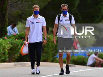 Mick Schumacher of Uralkali Haas F1 Team  arrive before race of French GP in Paul Ricard Circuit in Le Castelett, Provence-Alpes-Côte d'Azur...