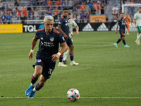 Cincinnati’s Alvaro Barreal moves the ball upfield during a MLS soccer match between FC Cincinnati and the Colorado Rapids that ended in a 2...