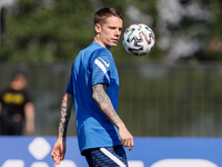 Robert Taylor of Finland in action during a Finland national team training session ahead of their UEFA Euro 2020 match against Belgium on Ju...