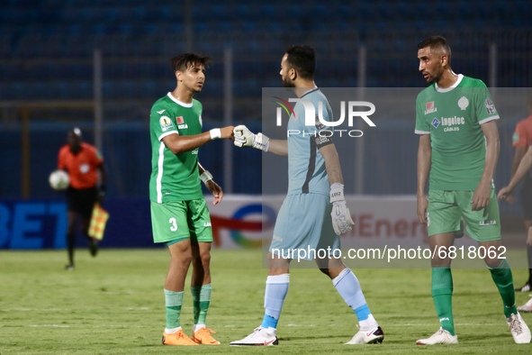 Mohamed Souboul (L) of Raja reacts during CAF Confederation Cup Semi-final match between Pyramids from Egypt and Raja Casablanca from Morocc...
