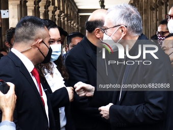 Cardinal Pietro Parolin, Secretary of State of the Holy See, arrives  at City Hall on June 21, 2021 in Mexico City, Mexico. (