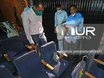 Bomb squad in a rescue operation during a mock drill at Rajmandir cinema hall in Jaipur, Rajasthan, India, June 23,2021.(