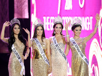 Quezon City, Philippines - (from left) 2013 winners Miss Tourism Queen International Cindy Miranda, Miss Universe 3rd Runner Up Ariella Arid...