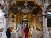 Indian Pilgrims visit the Shrine of Sufi Saint Hazrat Khwaja Moinuddin Chishti, following ease in COVID Induced Restrictions, in Ajmer, Raja...
