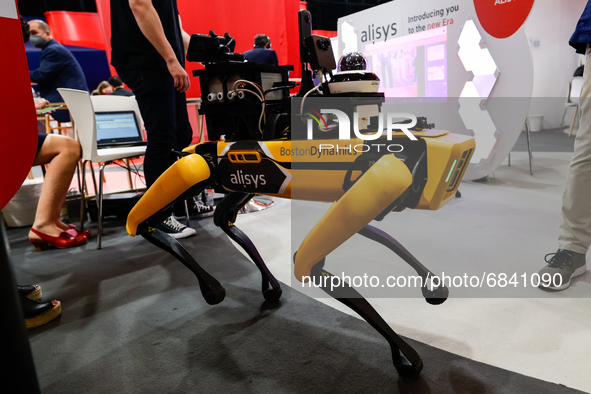 Boston Dynamics Spot robot, sowed during the second day of Mobile World Congress (MWC) Barcelona, on June 29, 2021 in Barcelona, Spain. 