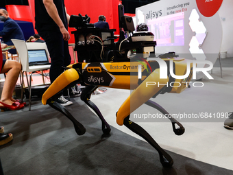 Boston Dynamics Spot robot, sowed during the second day of Mobile World Congress (MWC) Barcelona, on June 29, 2021 in Barcelona, Spain. (