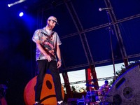 The italian singer and songwriter Mecna (Corrado Grilli) performs live at Carroponte on July 1, 2021 in Sesto San Giovanni Milan, Italy. (
