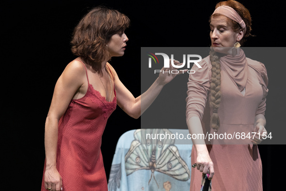 the actress Maria Leon during the performance of La Pasion de Yerma in the theaters of the channel in Madrid, July 2, 2021 Spain 
