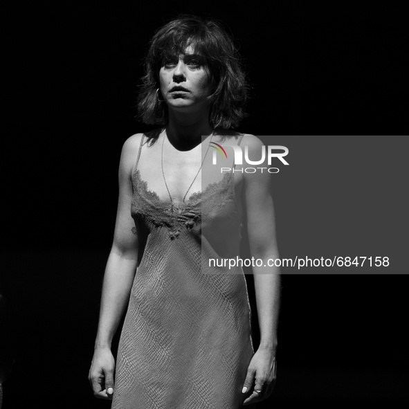 (EDITOR'S NOTE: Image was converted to black and white)  the actress Maria Leon during the performance of La Pasion de Yerma in the theaters...