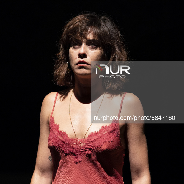 the actress Maria Leon during the performance of La Pasion de Yerma in the theaters of the channel in Madrid, July 2, 2021 Spain 