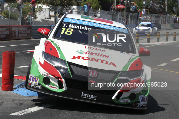 Tiago Monteiro (PRT) in Honda Civic WTCC of Castrol Honda WTC Team during the FIA WTCC 2015 - Qualifying, at Vila Real in Portugal, on July...