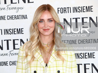 Chiara Ferragni attends the Pantene event at the Palazzo dell'Arengario in Milan, Italy, July 6 2021 (