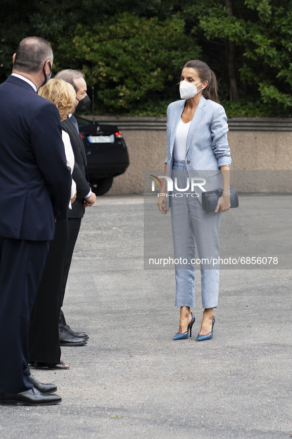 Queen Letizia of spain attends a working meeting with members of the management team of Abertis and its Foundation and UNICEF Spain, on July...