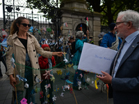 Malcolm Noonan (R), an Irish Green Party politician and Minister of State for Heritage and Electoral Reform meets with Extinction Rebellion...