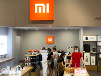 Xiaomi logo is seen on the store in Krakow, Poland on July 16, 2021. Xiaomi overtakes Apple in the global smartphone sales. (