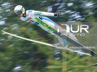 Peter Prevc (SLO) during the Large Hill Competition of FIS Ski Jumping Summer Grand Prix In Wisla, Poland, on July 17, 2021. (