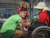 Ludogorets player Kiril Despodov giving his t-shirt to disabled girl after  2021 Bulgarian Supercup final between Ludogorets /Razgrad/ and C...