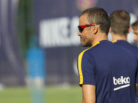 Barcelona, Catalonia, Spain. July 13. FC Barcelona's coach Luis Enrique Martinez during the first training session of season 2015-16. (